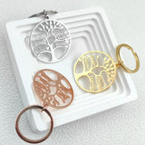 Personalized Family Member Names Keychain Stainless Steel Tree of Life Pendant