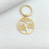 Personalized Family Member Names Keychain Stainless Steel Tree of Life Pendant