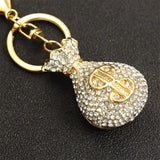 Funny Money Bags Rhinestone Keychain Dollar Sign Keyring