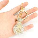 Funny Money Bags Rhinestone Keychain Dollar Sign Keyring