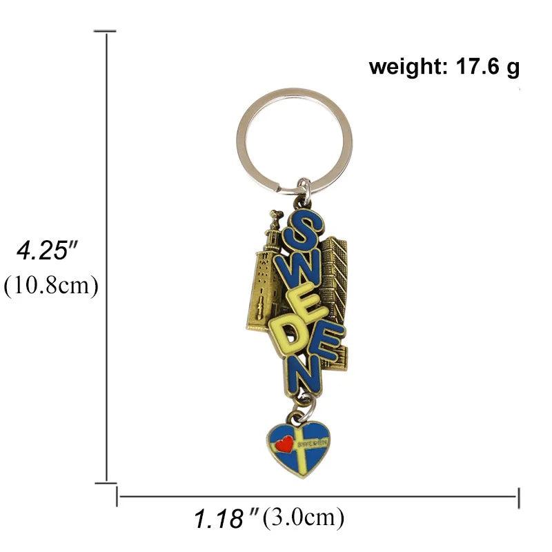 Sweden Flag Stockholm Symbolic Architecture Pendant Key Ring