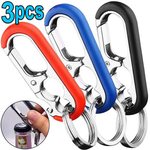 Stainless Steel Bottle Opener Key Ring Pendant Men Carabiner Keychain Hook