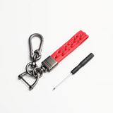 Leather Cord Car Keychain Metal Gunmetal Buckle Car Key Ring Holder