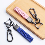 Leather Cord Car Keychain Metal Gunmetal Buckle Car Key Ring Holder