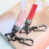 Leather Cord Car Keychain Metal Gunmetal Buckle Car Key Ring Holder