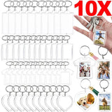 10pcs Clear Photo Frame Keychain Tassels Snap-In Insert Blank Keyring