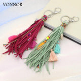 Boho Keychain for Women Multilayer Tassel Shell Key Chain Car Accessories