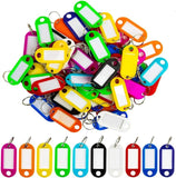 100 Coloured Plastic Key Fobs Luggage ID Tags Key rings with Name Cards