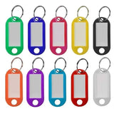 100 Coloured Plastic Key Fobs Luggage ID Tags Key rings with Name Cards