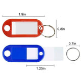 100 Coloured Plastic Key Fobs Luggage ID Tags Key rings with Name Cards