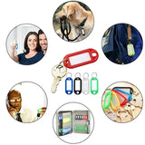 100 Coloured Plastic Key Fobs Luggage ID Tags Key rings with Name Cards