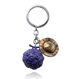 Anime One Piece Keychain Straw Hat Luffy Ace Devil Fruit Metal Trinket Toys