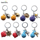 Anime One Piece Keychain Straw Hat Luffy Ace Devil Fruit Metal Trinket Toys