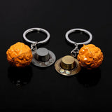Anime One Piece Keychain Straw Hat Luffy Ace Devil Fruit Metal Trinket Toys