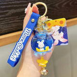 Cute Rabbit Keyring Floating Bunny Doll Key Chain