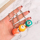 Mini Billiards Shaped Keyring Assorted Colorful Pool Small Ball Keychain