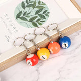 Mini Billiards Shaped Keyring Assorted Colorful Pool Small Ball Keychain