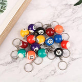Mini Billiards Shaped Keyring Assorted Colorful Pool Small Ball Keychain