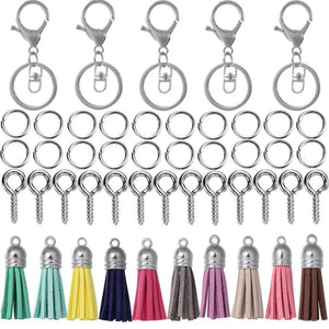 65Pcs/Set Colorful Tassel Keychain for DIY Jewelry Making