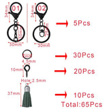 65Pcs/Set Colorful Tassel Keychain for DIY Jewelry Making