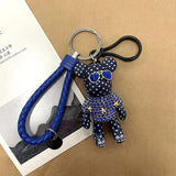 Cartoon Leather Weave Rope Keychain with Tassel Key Ring