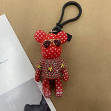 Cartoon Leather Weave Rope Keychain with Tassel Key Ring