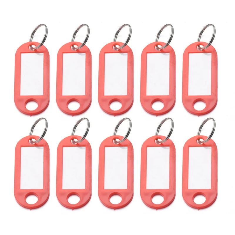Plastic Keychain Key Fobs Luggage ID Name Tags With Split Ring