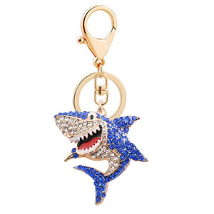 Crystal Shark Keychain Rhinestone Fish Keyrings Bag Pendant Charms