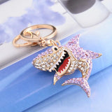 Crystal Shark Keychain Rhinestone Fish Keyrings Bag Pendant Charms