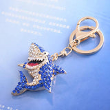 Crystal Shark Keychain Rhinestone Fish Keyrings Bag Pendant Charms