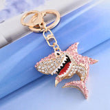 Crystal Shark Keychain Rhinestone Fish Keyrings Bag Pendant Charms