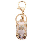 Metal Car Rhinestone Beetle Keychain Pendant