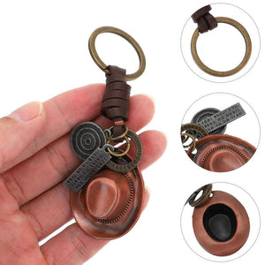 Vintage Metal Keychain Ring Cowboy Car Pendant Holder