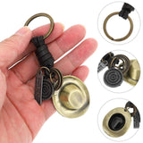 Vintage Metal Keychain Ring Cowboy Car Pendant Holder