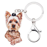 Acrylic Anime Yorkshire Terrier Dog Key Chain Women Girl Car Charms