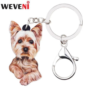 Acrylic Anime Yorkshire Terrier Dog Key Chain Women Girl Car Charms