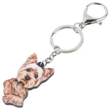 Acrylic Anime Yorkshire Terrier Dog Key Chain Women Girl Car Charms