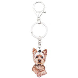 Acrylic Anime Yorkshire Terrier Dog Key Chain Women Girl Car Charms