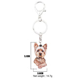 Acrylic Anime Yorkshire Terrier Dog Key Chain Women Girl Car Charms