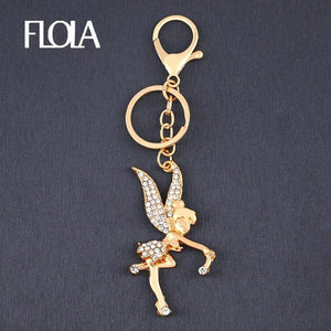 Rhinestone Fairy Angel Wings Keychain Holder For Women Big Pendant Charms