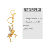 Rhinestone Fairy Angel Wings Keychain Holder For Women Big Pendant Charms