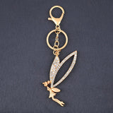 Rhinestone Fairy Angel Wings Keychain Holder For Women Big Pendant Charms