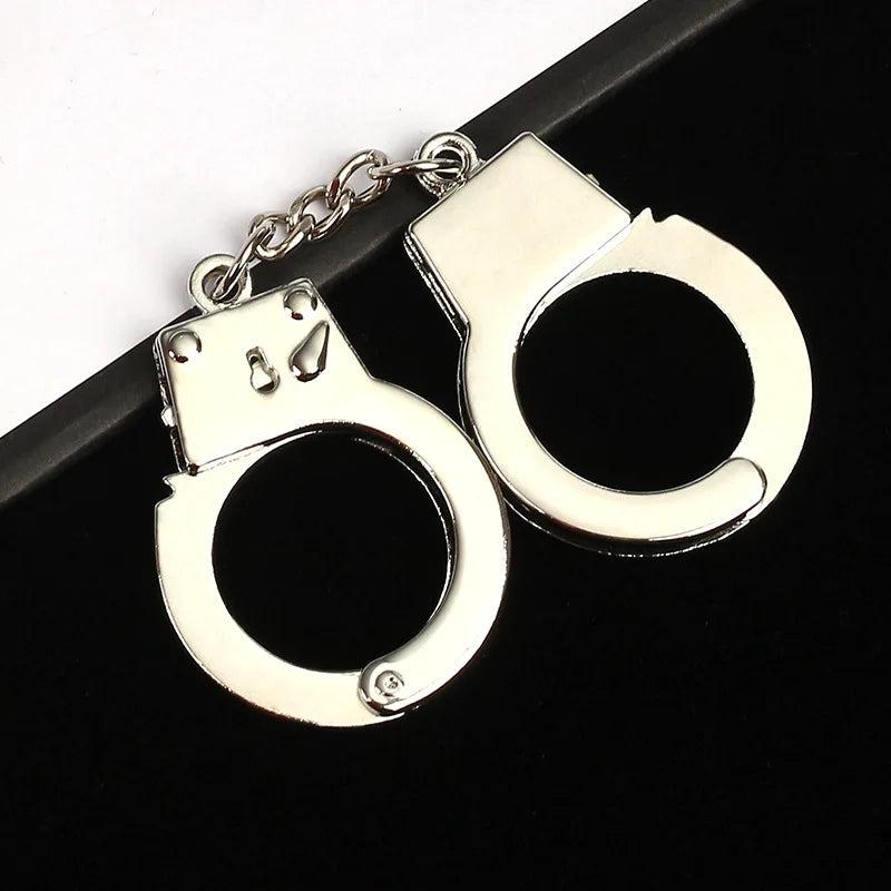 Handcuffs Keychain Punk Men Women Silver Key Ring Couple Gift