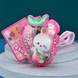Cute Rabbit Keychain Strawberry Inflatable Doll Bag Charm Key Chain