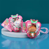 Cute Rabbit Keychain Strawberry Inflatable Doll Bag Charm Key Chain