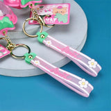 Cute Rabbit Keychain Strawberry Inflatable Doll Bag Charm Key Chain