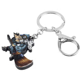Acrylic Halloween Magic Witch Keychain Print Broom Trouser Keyring