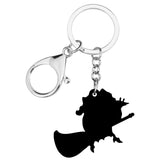 Acrylic Halloween Magic Witch Keychain Print Broom Trouser Keyring