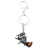 Acrylic Halloween Magic Witch Keychain Print Broom Trouser Keyring