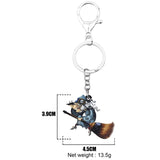 Acrylic Halloween Magic Witch Keychain Print Broom Trouser Keyring